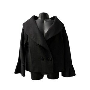 Thalian Xtact Women's Jacket Black Wool Blend Turkey M Bell Sleeves Wide Collar